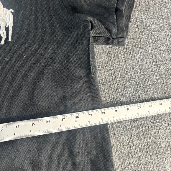 Polo Ralph Lauren Polo Shirt Mens Large Black Big Pony 3 Logo Cotton Knit - Picture 4 of 5